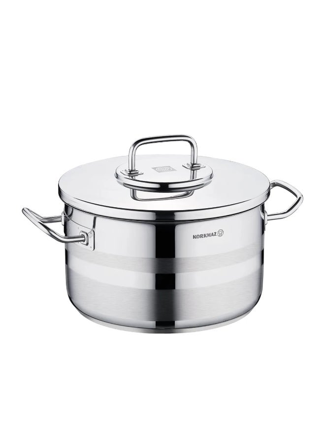 Korkmaz Astra2 Casserole 28x16 / 9.5 L | Induction Base Satinless Steel Pot | Dishwasher Safe Stock Pot - KA2027 - Image 1